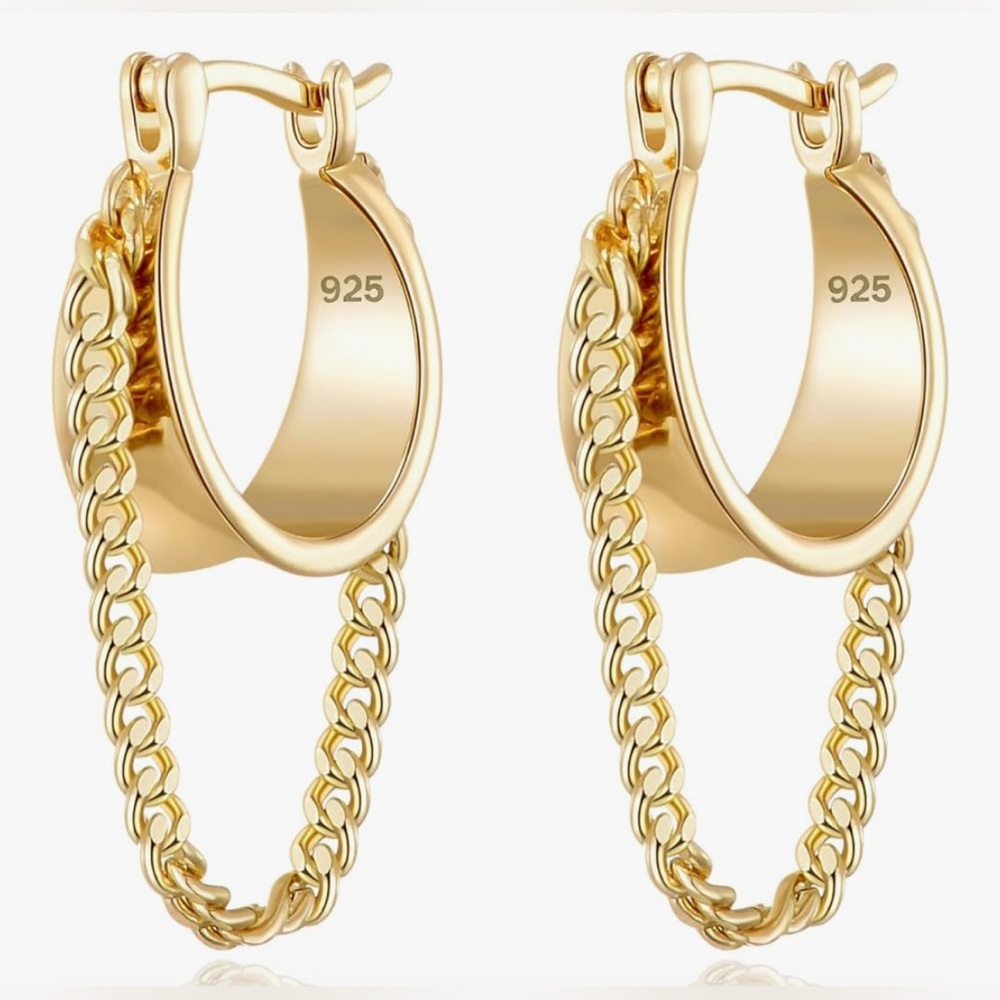 Gorgeous Dillards 18kt Over 925 Hoop Chain Dangle Earrings